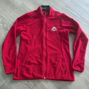 Antigua Womens Red Ohio State Buckeyes Full Zip Velour Coat Jacket Size S